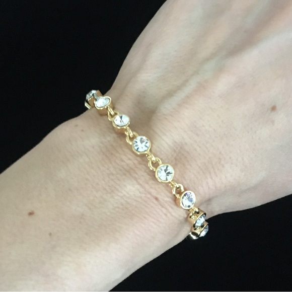 unknown Jewelry - Gold and White CZ Rhinestone Bracelet